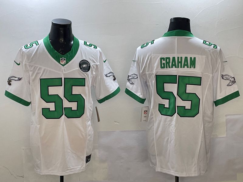 Men Philadelphia Eagles #55 Graham White Retro three generations 2025 Nike Vapor Limited NFL Jersey style 3